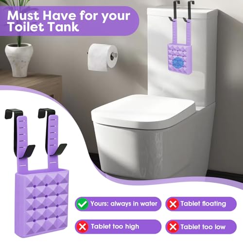 Adjustable Toilet Tank Tablet Holder - Purple Silicone Basket
