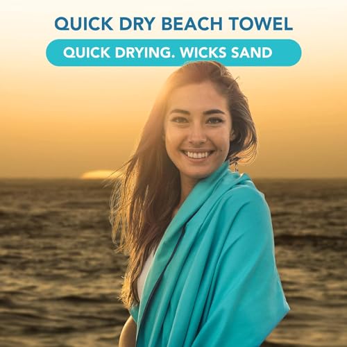 Microfiber Travel Towel - Fast Drying Lightweight - Mint/Gray 12" x 24"