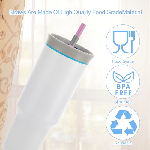 Replacement Straws for 40 oz Owala Tumbler - 6 Pack Pink with Brush