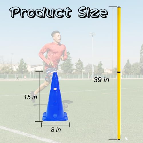 Agility Poles and Hurdles Set - Speed Training Equipment with 12 Poles & 8 Cones