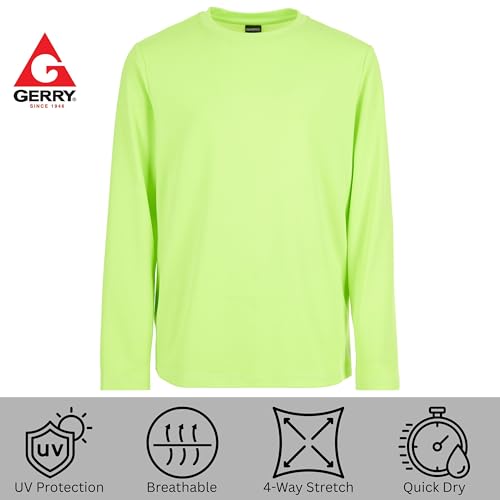 Boys Long Sleeve Rash Guard - Neon Lime, UPF 50+ Sun Protection