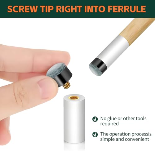 Billiard Cue Tips Replacement Kit - Screw-On Tips, 10 Pieces