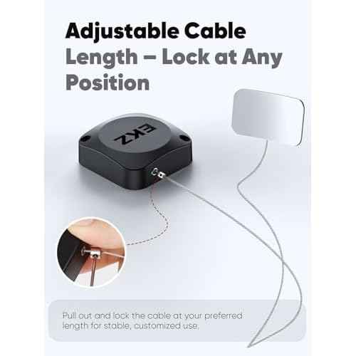 EKZ 8ft Retractable Remote Control Cable Tether Lock - Anti-Loss Security Lanyard with Adjustable Locking Leash Length Clasp for Game Controllers, Tablets, Home, Office, Showroom ? 4 Pack