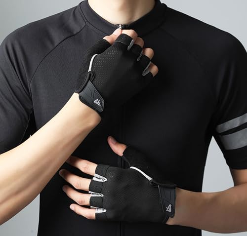Breathable Fingerless Workout Gloves for Weightlifting - Black, Medium