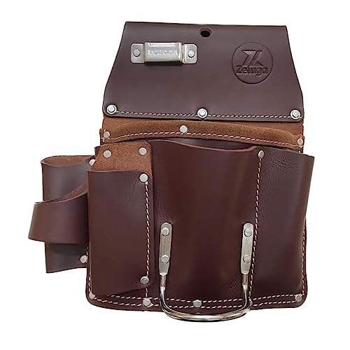 11 Pocket Pro Leather Drywall Pouch, Cherry