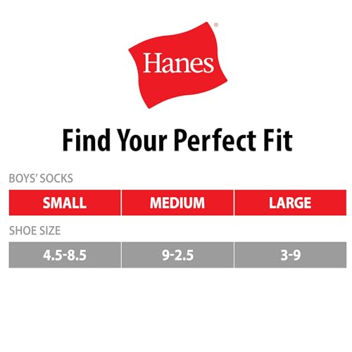 Hanes Boys' Uniform Crew Socks - Moisture-Wicking, 10-Pack, Black / Medium