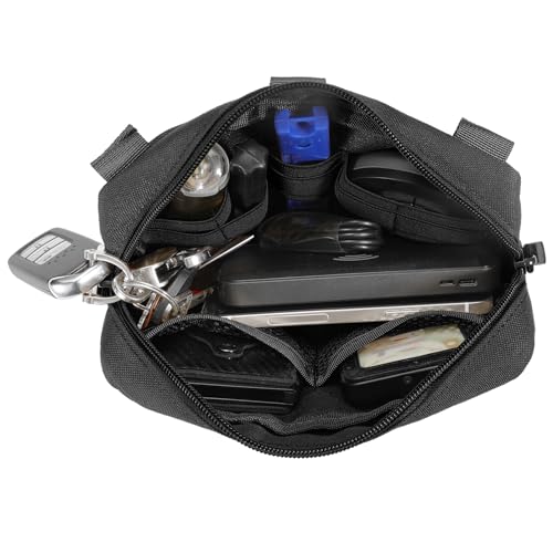 Tactical Molle Admin Pouch - Utility EDC Tool Bag with US Flag Patch