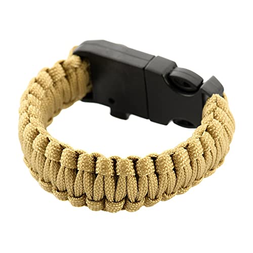 Tactical Survival Paracord Bracelet with Compass - Coyote Large