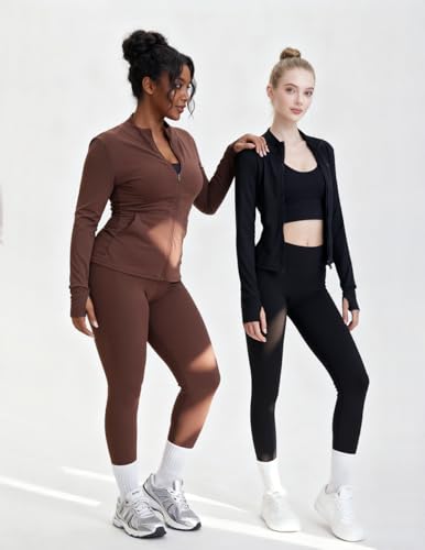 UOUA Women's Workout Set - 2 Piece Gym Outfit, Athletic Tracksuit, Large Black