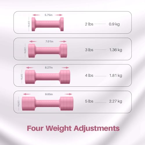 Adjustable Dumbbell Set for Women - 4 in 1 Pink Free Weights