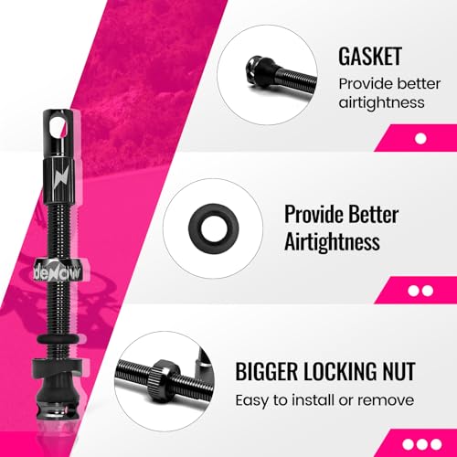 PERTUAL Black 45mm Tubeless Presta Valve Stems Alloy Pair for Bicycle