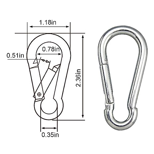 10PCS Heavy-Duty Stainless Steel Carabiner Clips - 270lb Capacity