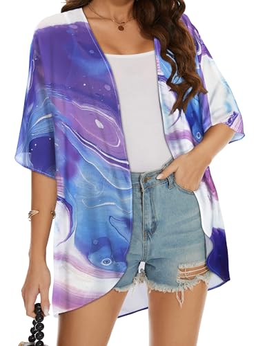 Women's Floral Kimono Beach Cover Up - Chiffon Cardigan