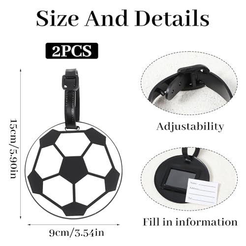 Soccer Ball Luggage Tags - 2-Pack PVC Travel Identifiers
