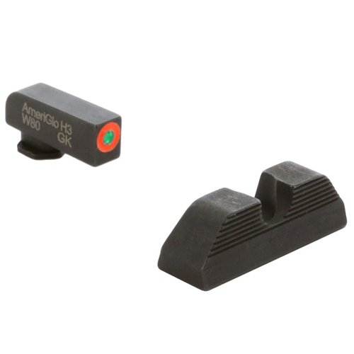 AMERIGLO UC Compatible with Glock Gen5 17,19,19X,26,45, Green Tritium Orange Outline Front, Black Serrated U Notch Rear (GL-5353)