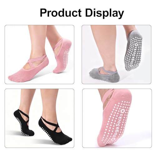 Tergy 6 Pairs Non-Slip Yoga Socks for Women Pilates Grips