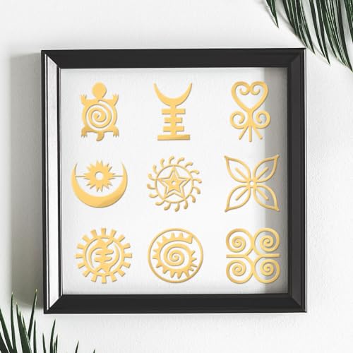 OLYCRAFT 9pcs African Symbols Gold Stickers - DIY Resin Crafts, Scrapbooks, Phone & Water Bottle Decor - Glossy Gold Metal Stickers