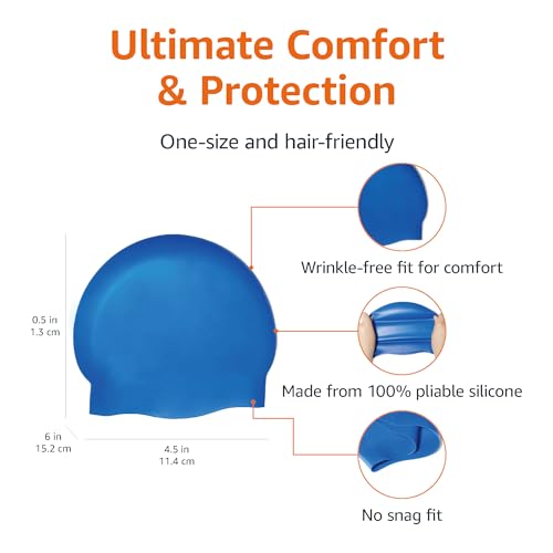 Silicone Swim Cap for Adults - Blue