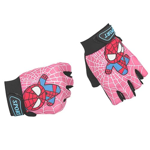 Kids Fingerless Cycling Gloves - Non-Slip Sports Grip - Pink, Medium 9-12 Y