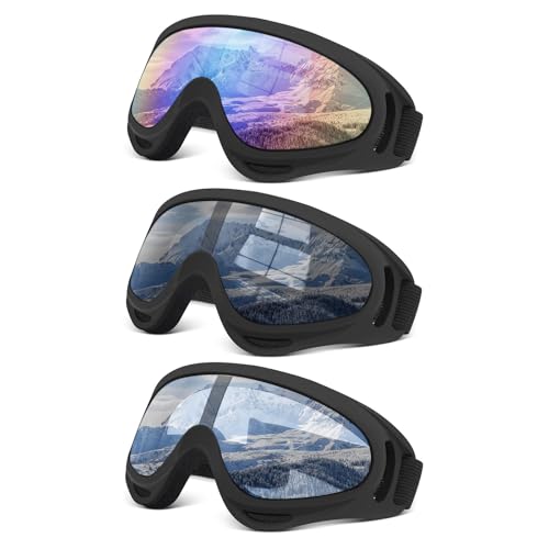 3 Pack Ski Goggles - UV Protection & Dustproof for Off-Road Racing