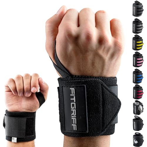 Wrist Wraps for Weightlifting - Heavy-Duty Support (Black)