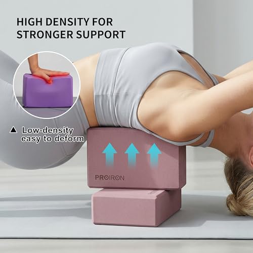 Yoga Blocks 2 Pack - High Density EVA Foam - Smoky Pink