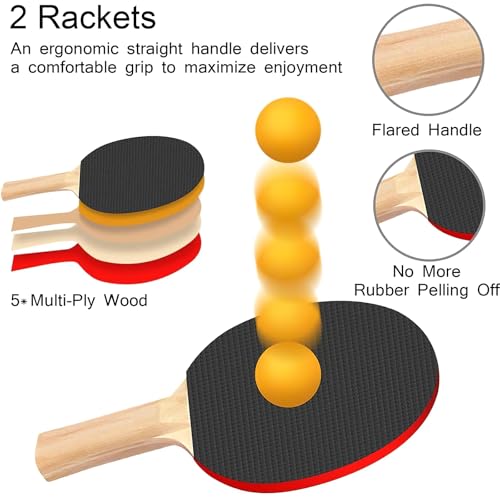 Portable Ping Pong Paddle Set with Retractable Net & Balls