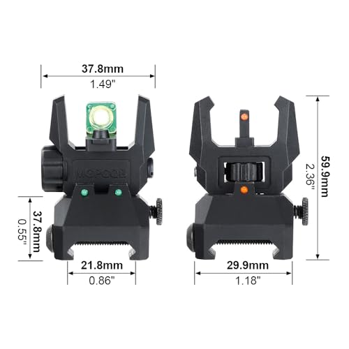 Fiber Optic Flip Up Sights - Foldable Polymer Backup Sight - Black 3