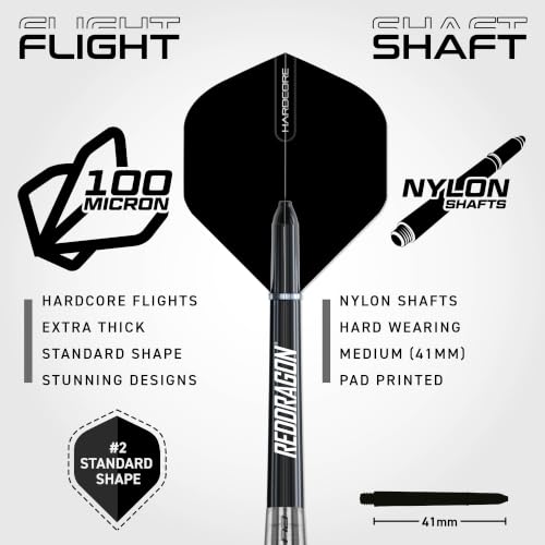 Red Dragon Pegasus Original 24g Tungsten Darts Set with Case - Professional Quality