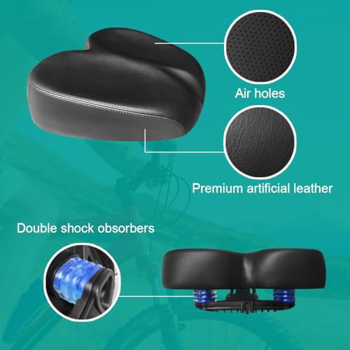 Oversized Padded Bicycle Saddle - Comfortable Bike Seat for Road & Mountain Bikes