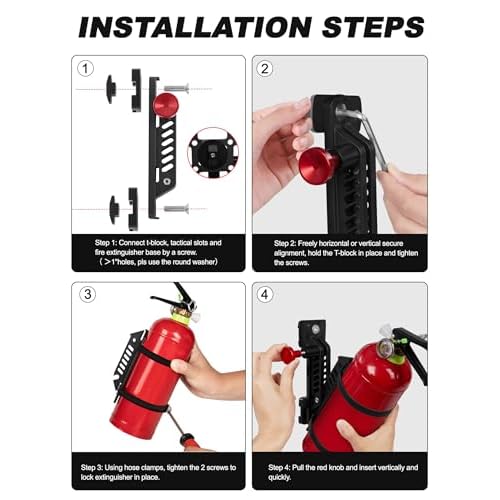 MOLLE Fire Extinguisher Mount Kit - Quick Release Bracket for Tactical Panels, Trucks & Vehicles, Fits 1-2" Slots/Holes - Rigid MOLLE Plate Holder for Fire Extinguisher & Gear Accessories