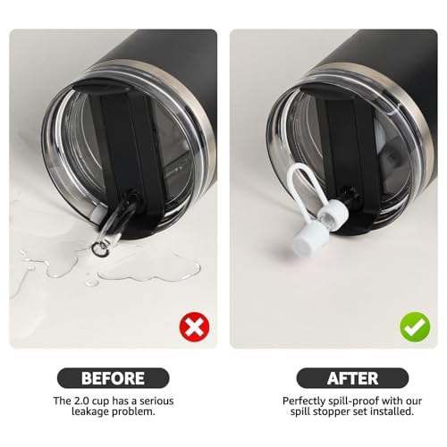 Straw Toppers for Stanley Cup 2.0 - 2 Pack with Leak-proof Plugs, White
