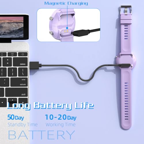 Kids Digital Pedometer Watch - Purple Fitness Tracker with Alarm