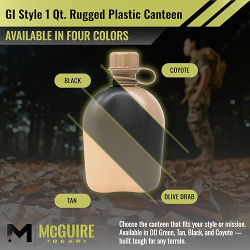 Military-Style 1 Qt. Rugged Plastic Canteen Water Bottle - Olive Drab