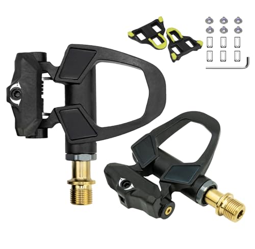 Thinvik Carbon Fiber Ti Bike Clipless Pedals Set for Road Cycling, Lightweight 99.5g with Cleats