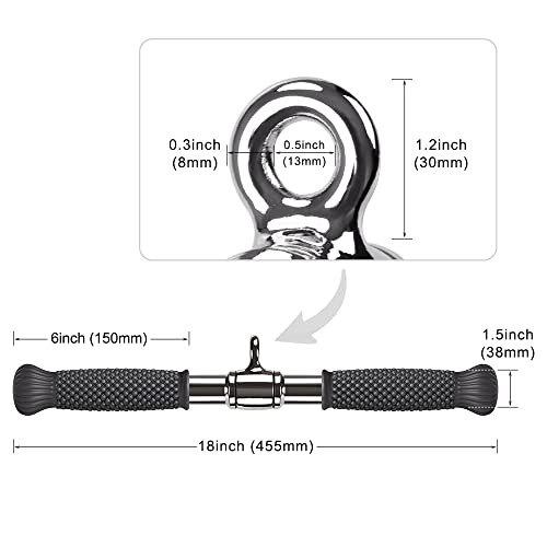 18" Rotating Straight Bar Attachment for Cable Machines - Non-Slip Grip