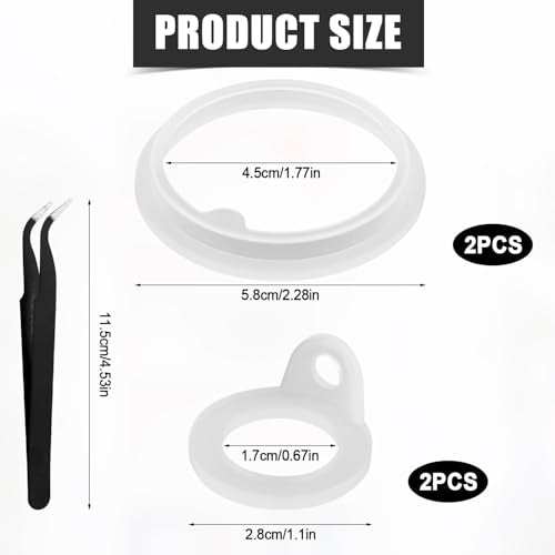 Silicone Water Bottle Gasket Replacement Set with Tweezers - 4 Pack
