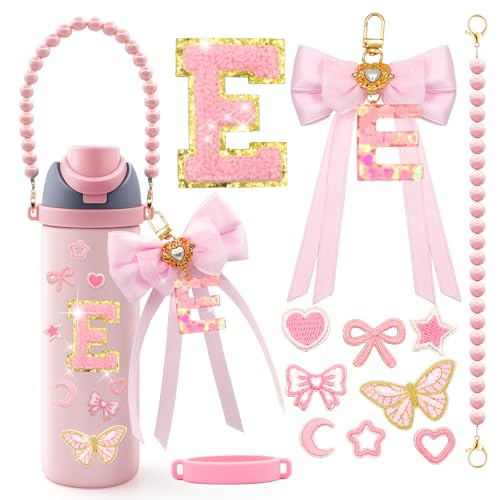 12PCS Pink Letter Accessories Set for Owala Water Bottle - Letter E