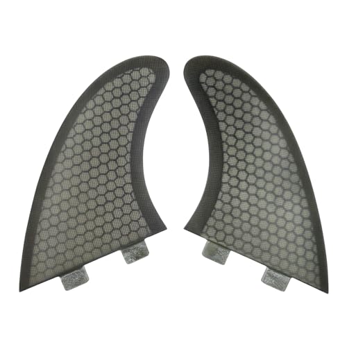 UP SURF Fiberglass Honeycomb Keel Twin Fin Set Black & White for Surfboards