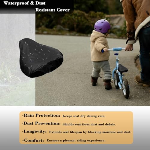 Black Kids Bike Seat Cushion Gel Comfort 9x6in Outdoor Cover Anti-Slip