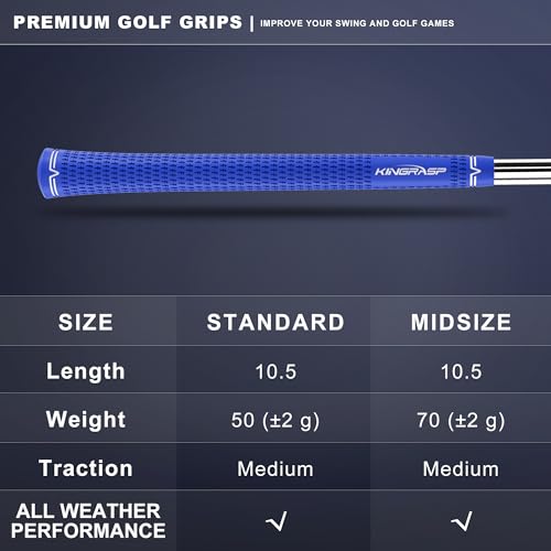 Rubber Golf Club Grips Kit - Standard/Midsize/Oversize (13 Grips, Black)