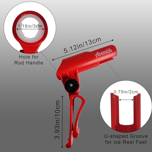 Adjustable Bucket Fishing Rod Holder - Durable ABS - Ice Fishing - Red