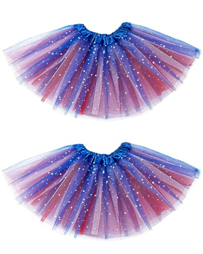 2 Pack Sparkle Tutu for Girls Toddler Dress Up Birthday 2-8Y – Red White & Blue Edition
