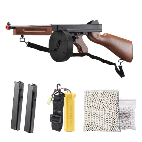 M1A1 Airsoft Submachine Gun - Faux Wood, Full Auto AEG with Extra Magazines