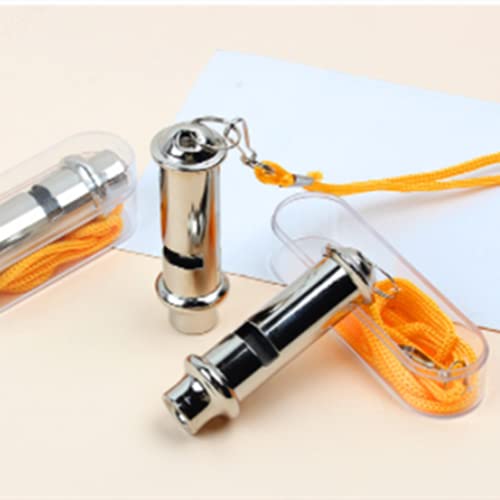2 Pack Metal Police Whistles with Lanyard - Super Loud 120dB Emergency Signaling for Outdoor Activities