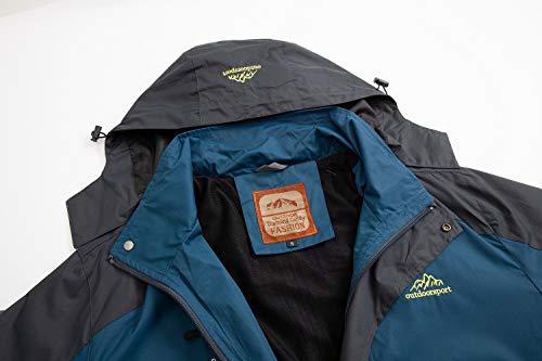 Diamond Candy Men's X-Large Dark Blue Waterproof Hooded Rain Jacket