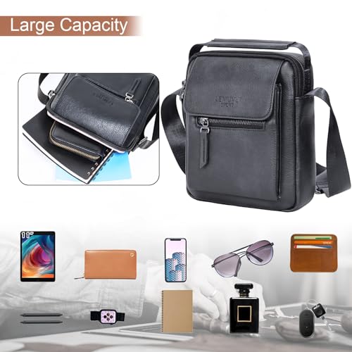 Men's Leather Crossbody Bag - Small & Medium Shoulder Satchel, Messenger Purse