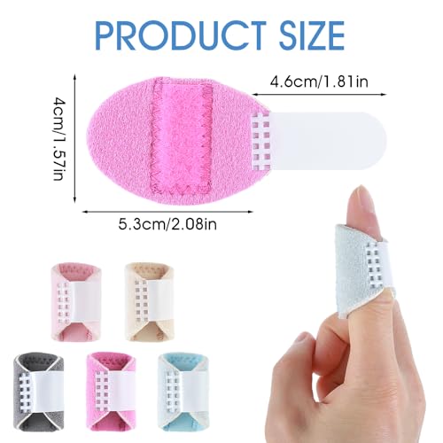Trigger Finger Splints - 5PCS Thumb Brace for Pain Relief - Sky Blue, Skin Color, Light Pink, Rose Red, Dark Gray