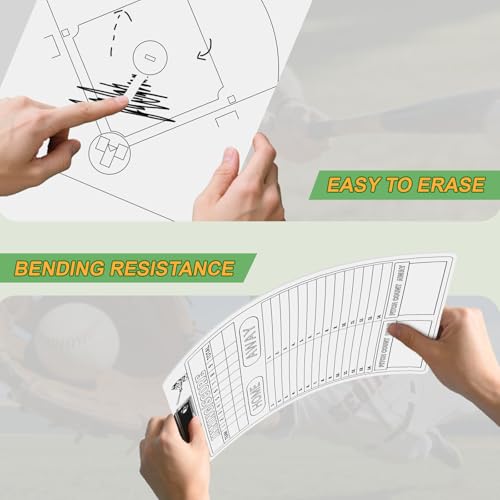 Baseball Coaches Clipboard - Double-Sided Dry Erase Whiteboard with Marker - White