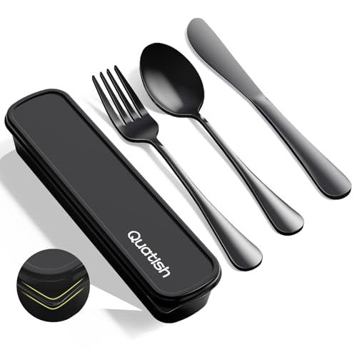 Stainless Steel Travel Utensils Set with Case - Black